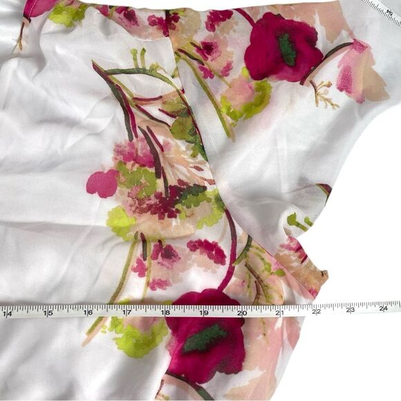 Lane Bryant White Chiffon Floral button up Flutter Sleeve Dress Women’s Size 14 - Picture 11 of 13